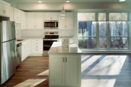 Kitchen with view of the trees at The Eloise