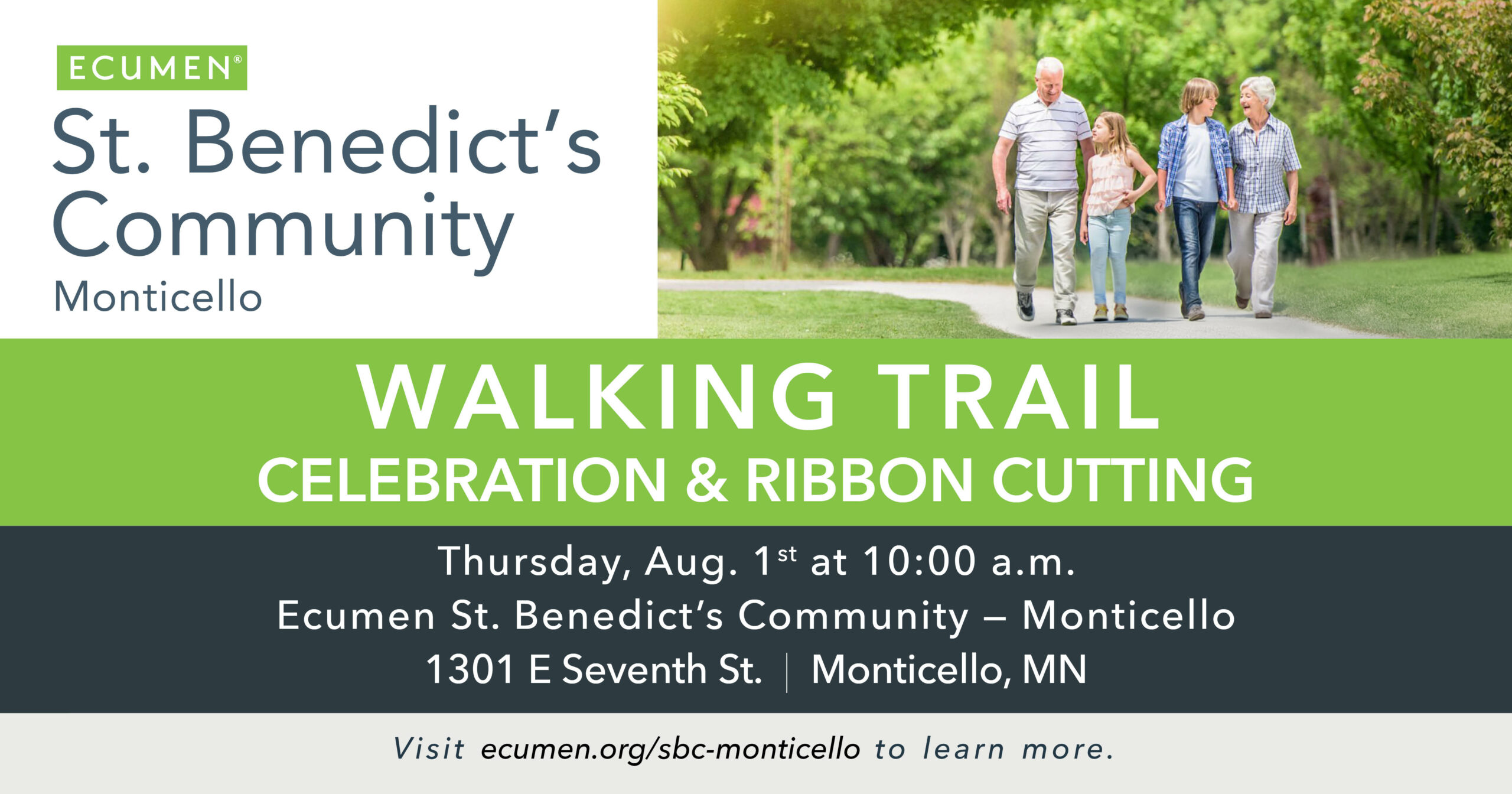 Ecumen St. Benedict's Community — Monticello | Walking Trail Celebration & Ribbon Cutting